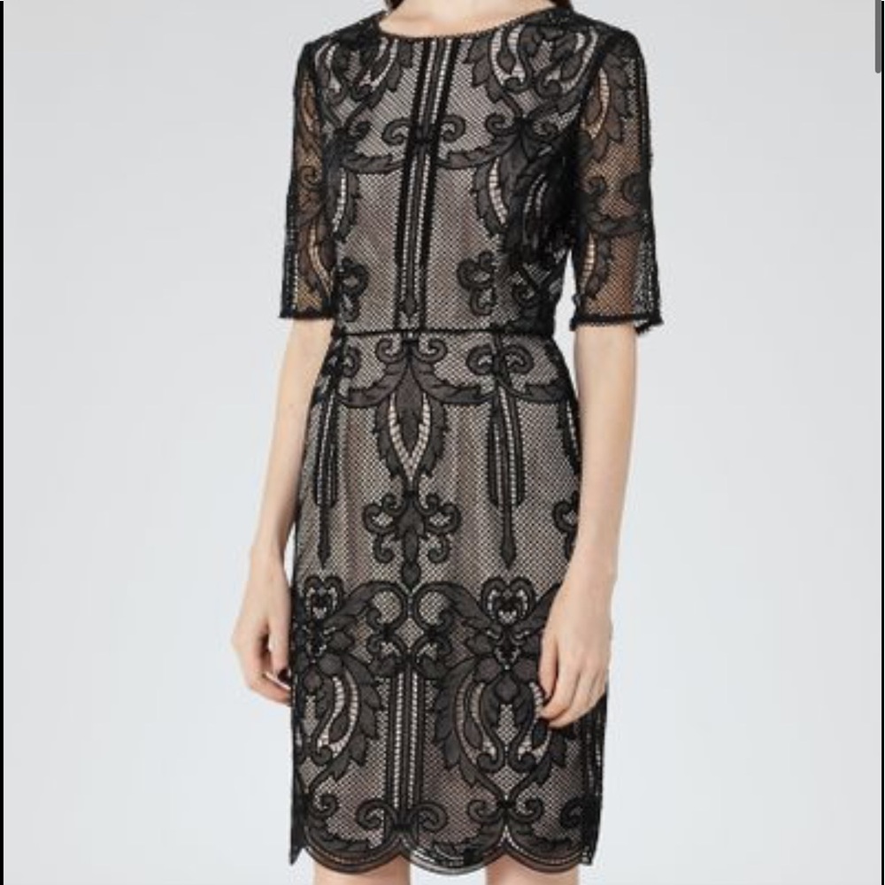 Reiss Zola Black Lace Cocktail Dress Size 4